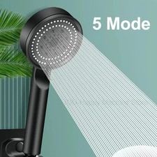 Black 5 Modes Shower Head High Pressure Adjustable Water Saving Bathroom