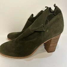 Ankle Boots Wood Bottom Crown Vintage DARCIE Booties Size 10M Green Suede Boots