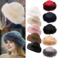 Winter Women Furry Hat Faux Fur Russian Cossack Hat Fluffy Warm Ski Snow Cap US