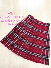 Rare Burberry London Y2K Pleated Wrap Skirt Red Nova Check 2-Way Size S/M Auth