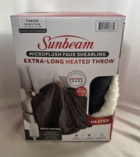 NIB Sunbeam Microplush Faux Shearling Heated Electric Blanket 50  x70  Extra Long