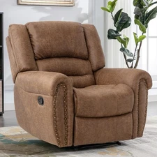 CANMOV Leather Recliner Chair, Classic Breathable Manual Recliner Chair