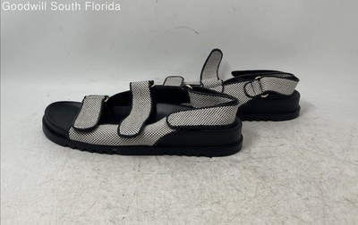 Ann Taylor Womens Black White Open Toe Hook & Loop Sport Sandals Size 8