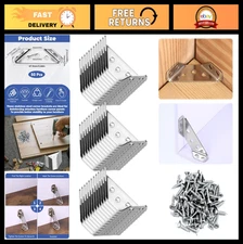 50 Pcs Stainless Steel Corner Brackets with Screws - Furniture Connector Hardwar
