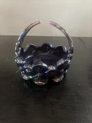Fenton Carnival Glass Open Basket Floral