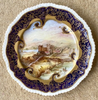 Hammersley & Co Porzellan handbemalter Schrankteller von Harlech Castle um 1887