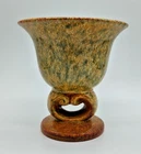 Vintage Haeger Pottery 246 Scroll Pedestal 6.25" Urn Vase Planter MCM Speckled