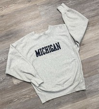 Vtg Champion Reverse Weave Sweatshirt 90s Michigan Wolverines Sz XL Distressed