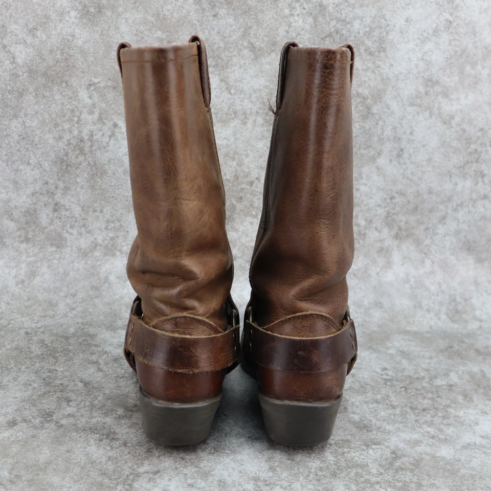 Cabelas Engineer Boots Brown Leather Harness Ring Pull On 84-1181 Womens Size 7M - Image 3 of 4