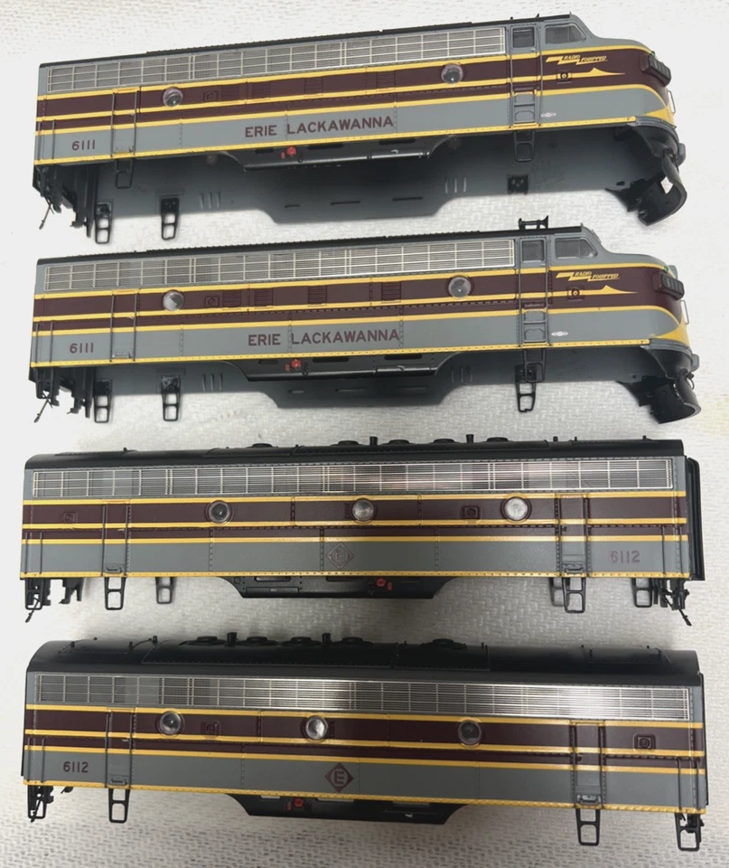 LOT OF 4 MTH HO ALCO ERIE LACKAWANNA UNITS DIESEL LOCOMOTIVES SHELLS PARTS LOT - Image 4 of 4