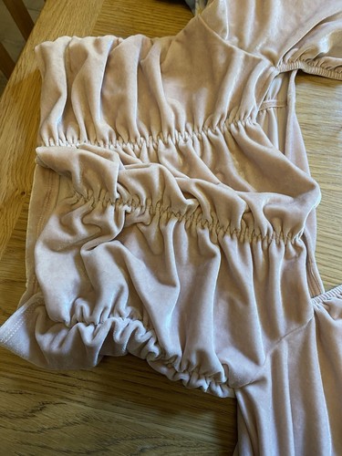 Divided women's soft pink velvet look ruched fitted top-square neck back-size L - Bild 6 von 6