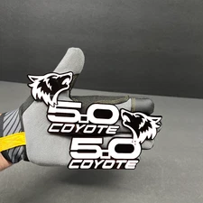 PAIR COYOTE 5.0 Emblem Badges WHITEBLACK Fender Angry Aggressive Racing