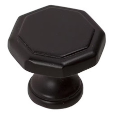 1-1/8 In. Dia Matte Black Octagon Cabinet Knob 10-Pack 