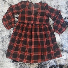 New Look Maternity Casual Dress Red Check Uk Size 10 Long Sleeve P2P 19” L33”