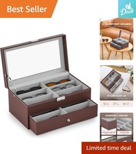 Stylish Lockable Sunglasses Storage Box with 12 Compartments  Velvet Interior