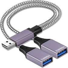 2025 Upgraded,USB Splitter 1 in 2 Out Cable,Double USB Port Extender Power...