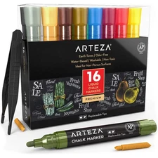 ARTEZA Premium Liquid Chalk Markers Set, 16 Count