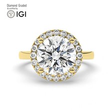 Round Solitaire Labgrown Diamond Engagement Ring 18k Yellow Gold 5.45 Ct