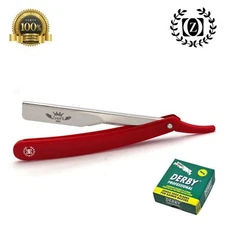 BEARD CUT THROAT NAVAJA STRAIGHT SHAVING RAZOR RASOIR KNIFE + 100 DERBY BLADES