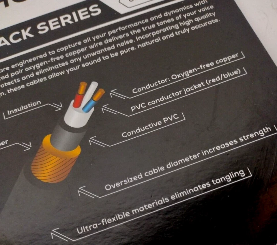 Roland 20 ft Microphone Cable RMC-B20 Black Series Low Capacitance + Oxygen Free - Image 4 of 4