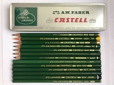 13 VINTAGE A.W.FABER-CASTELL PENCILS: "CASTELL" GRAPHITE / COPYING / COLOR TIN