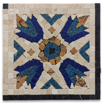 B0108CP Royal Sapphire 7.1x7.1 Marble Mosaic Border Corner Tile Polished