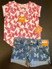 NWT Girls 4 Gymboree WILDFLOWER WEEKEND Cotton BUTTERFLY TOP  CHAMBRAY SHORTS