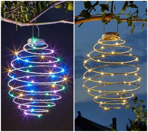 Mini Spiral Light Decorative Solar Powered Hanging Hive Garden Lantern Lamp - Bild 1 von 16