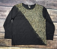 VTG Cotton L.A. Top Women's XL Jaguar Animal Print Front USA Made Colorblock 90s