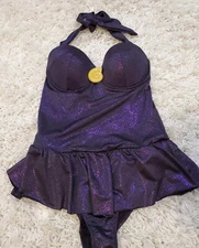 Disney The Little Mermaid Ursula Skirted Swimsuit Ties Around Neck Padded Sz.Sm