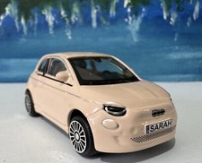 Personalised Plate PINK FIAT 500e Toy Car 1:43 boy girl mom gift present Boxed