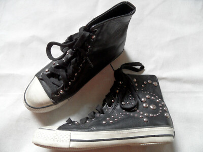 ASH coole hohe Leder Sneakers mit Nieten schwarz Gr. 37 TOP ST821