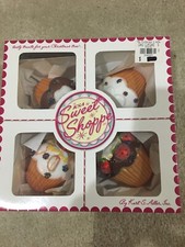 Juego de 4 Cupcakes Juego de Adornos de Vidrio Kurt Adler KSA Sweet Shoppe Nuevo en Caja