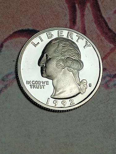 1992s WASHINGTON QUARTER 90% FINE SILVER GEM DEEP CAMEO PROOF MIRROR FINISH