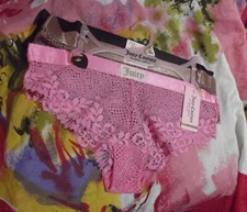 3 NEW JUICY COUTURE JC7981 3PKH LOGO WAIST CHEEKY LACE HIPSTER PANTIES L