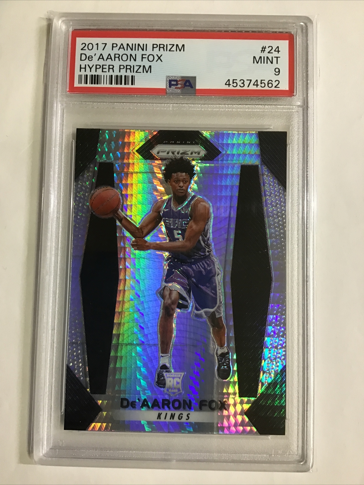 2017-18 PRIZM #24 Deaaron Fox HYPER PRIZM ROOKIE RC PSA 9  s303b