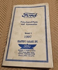 Ford Model T 1997 Price List Of Parts And Accessories