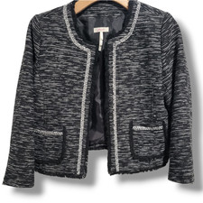 Frenchi Women's Frayed Edges Cropped Blazer Jacket - Medium