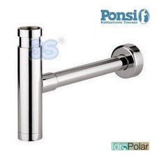 PONSI SCARICO SIFONE LAVABO DESIGN ARREDO MINIMAL TONDO 1"1/4 OTTONE CROMATO