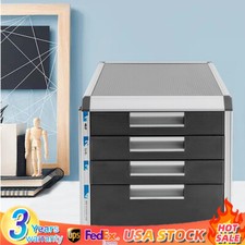 4 Layers Desktop Organizer Drawer Books File Locking Storage Cabinet Office