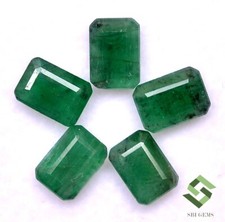7x5 mm Natural Emerald Octagon Cut Lot 05 Pcs 4.40 Cts Untreated Loose Gemstones