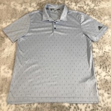 Adidas Golf Polo Shirt Mens Large Blue AOP All Over Print Tour Course Stretch