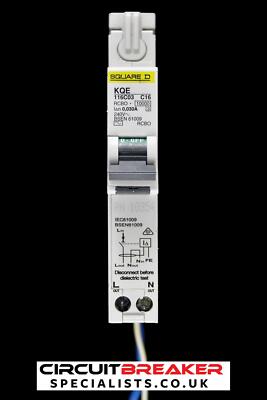 QUADRATISCH D 16 AMP KURVE C 10kA 30 mA RCBO TYP AC KQE116C03