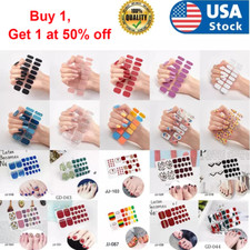 Full Size Nail Wraps Stickers Polish Toe Manicure Art Self Stick Decor 3D Decals