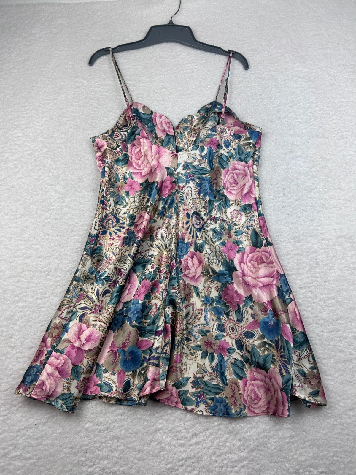 UNDERCOVER Abito slip camicia da notte vintage Victorias Secret taglia media rosa rose floreale