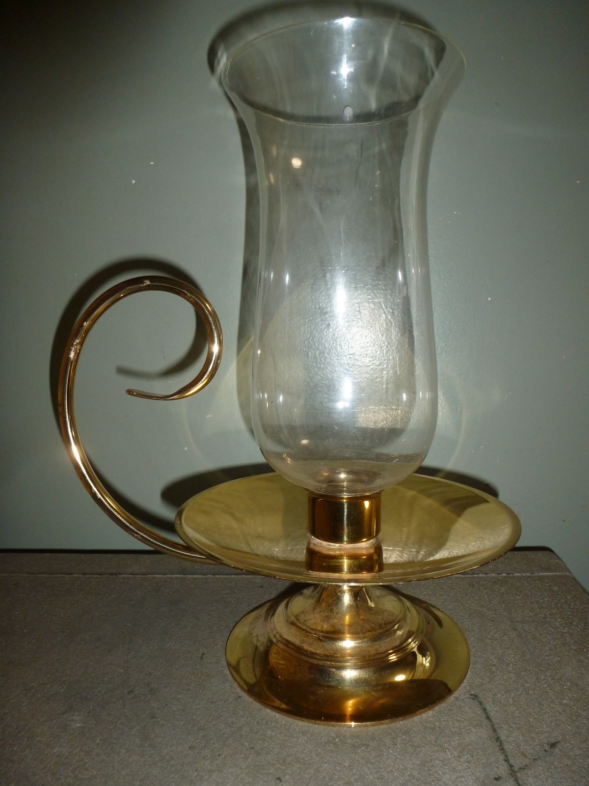 LARGE BALDWIN BRASS HURRICANE CANDLE STICK HOLDER & GLASS GLOBE eBay