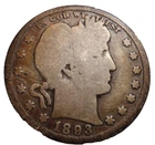 1893 P Barber Quarter 25c | US 90% Silver Quarter | Original Coin |