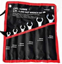 Cal-Hawk 6pc Flare Nut Wrench Set in Storage Pouch Metric~ CCWFNW6M