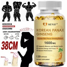 120 Capsules Best Korean Red Panax Ginseng Extract 1600mg Extra Strength NON-GMO