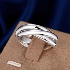 Solid 925 Sterling Silver Ring for Women Lady Wedding Simple Ring Finger Size
